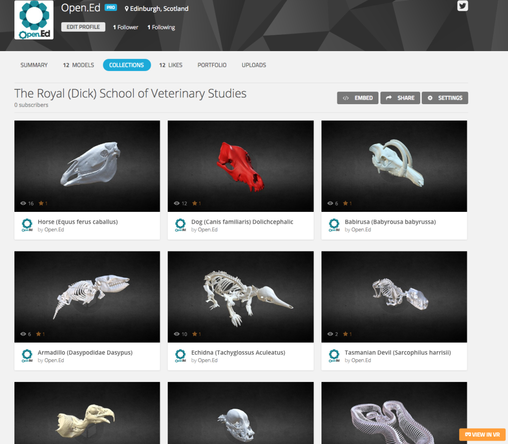 Screen Shot of the Open.Ed SketchFab pag