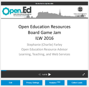 Screenshot of the published view of new slides and the additional editing buttons underneath including: Edit, Privacy Settings, Analytics, Collect Leads.