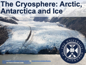 Icy scenery with The University of Edinburgh Logo