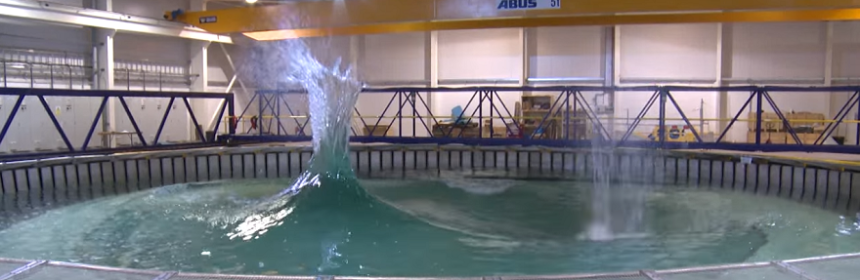 Flowave tank demonstrating a flume