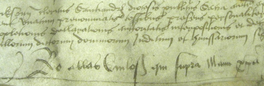 The signature of Bishop Robert Reid (1506-82), Laing Charter 426, Laing Collection, University of Edinburgh