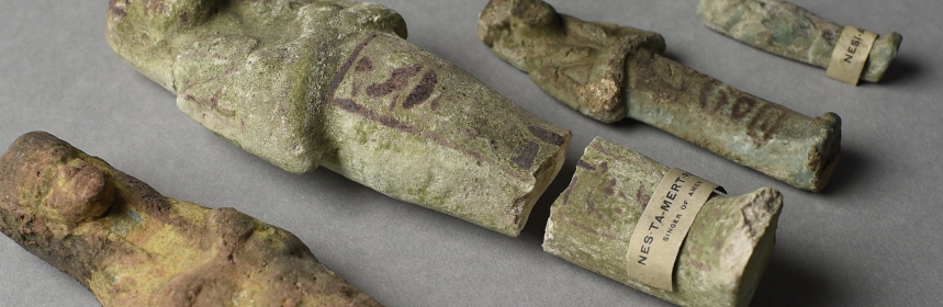 Four Egyptian ushbatis, funeral figures