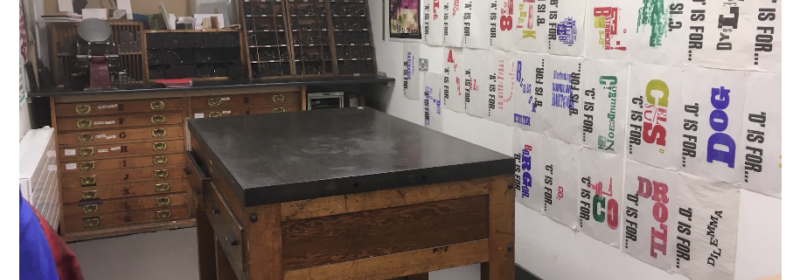 view of the letterpress printing room