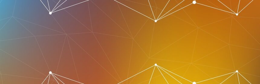 Abstract image of nodes on a coloured background