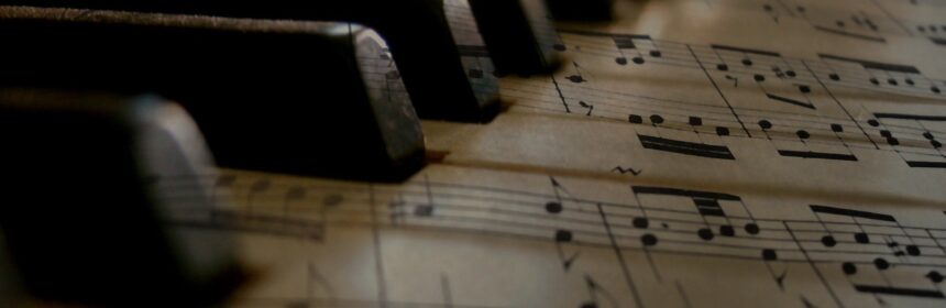 piano keys on sheet music