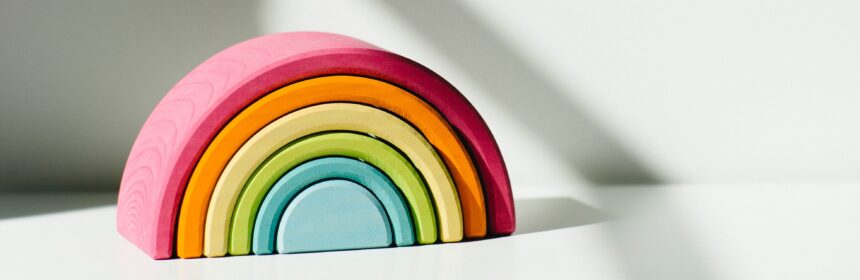 Photograph of clay rainbow ornament