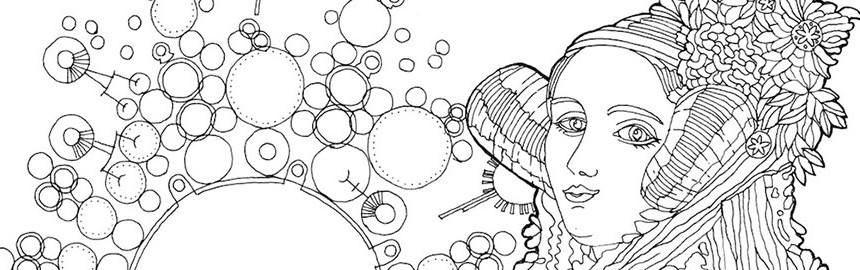 Colour-in image of Ada Lovelace