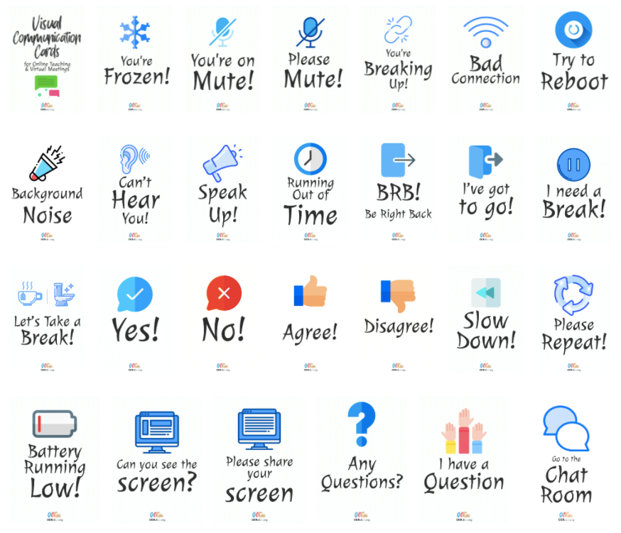 Visual communication cards in English